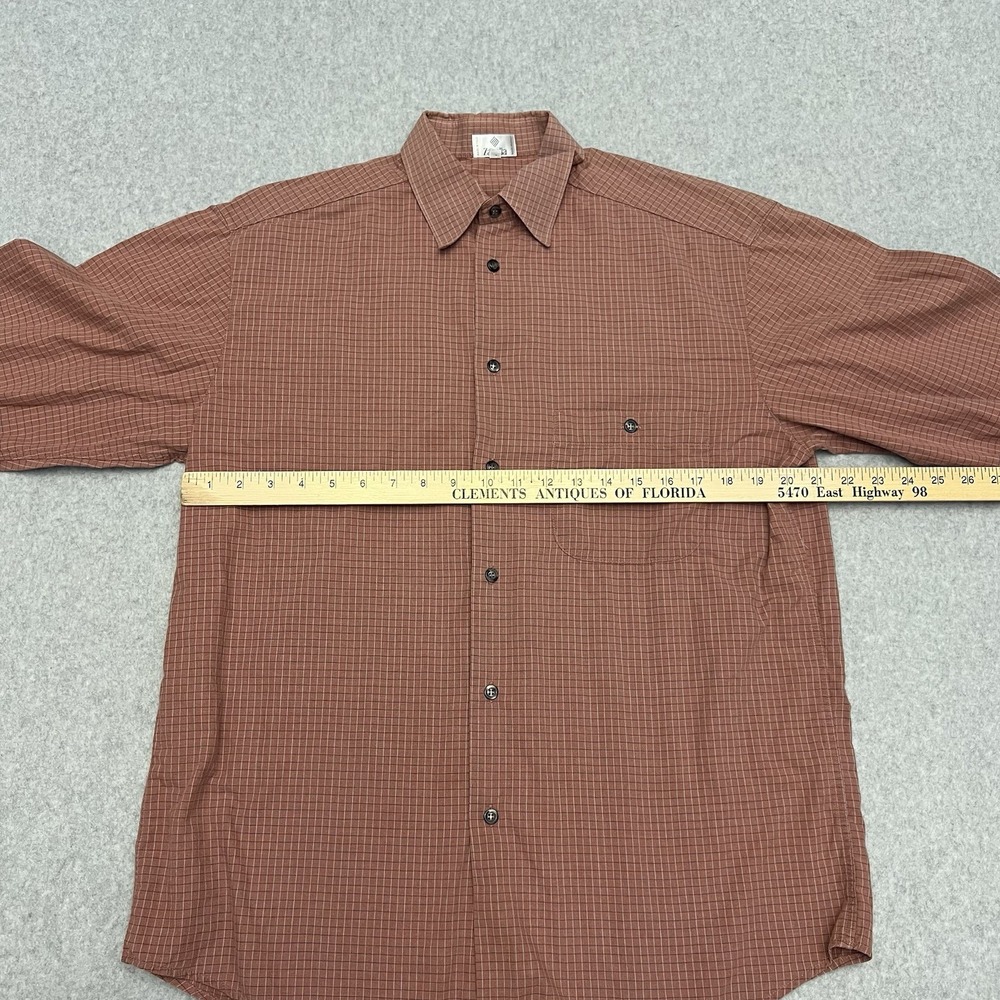 Zanella Shirt Men's Large Red Windowpane Check Career Office Quiet Luxury Italy - Picture 6 of 9
